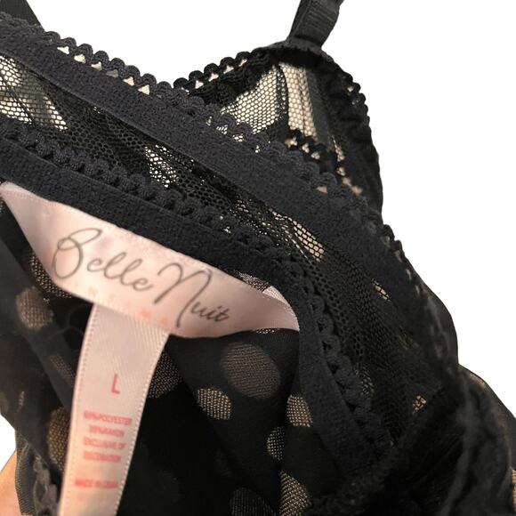 Belle Nuit Polka Dot Sheer Black Nightgown Intimates Sz Large - Picture 3 of 7